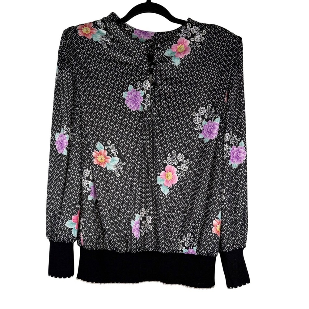Vintage Leni Leni Montgomery Ward Floral Geometric Blouse Cottagecore 12 NEW